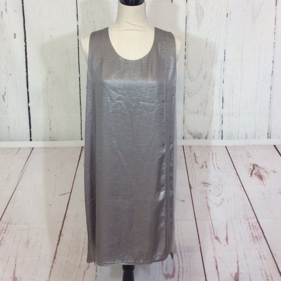 NWT Lola and Sophie NY Cocktail Party Gray Shimmer Layered Shift Dress - Picture 1 of 16